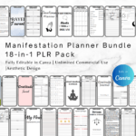 Manifestation Planner Bundle, Canva Editable Templates, PLR Journals, Gratitude & Affirmation Journal, Digital Download
