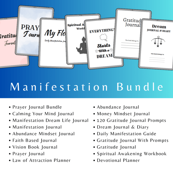 Manifestation Planner Bundle, Canva Editable Templates, PLR Journals, Gratitude & Affirmation Journal, Digital Download
